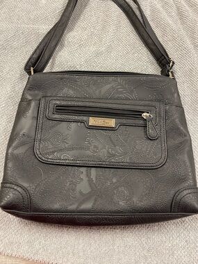 Marc Sac Embossed Black Shoulder Bag